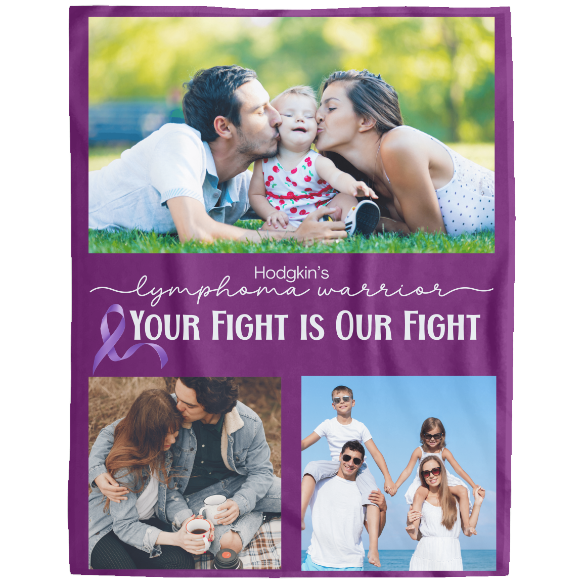 Personalized Hodgkin’s Lymphoma Warrior Photo Blanket – “Your Fight Is Our Fight” Plush Fleece 60x80