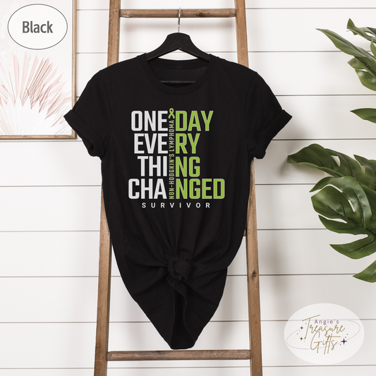 Non-Hodgkin's Lymphoma Cancer Tshirt, Cancer Survivor Shirt, Green Awareness Ribbon, T-Cell Lymphoma T-shirt, Support Squad Tee
