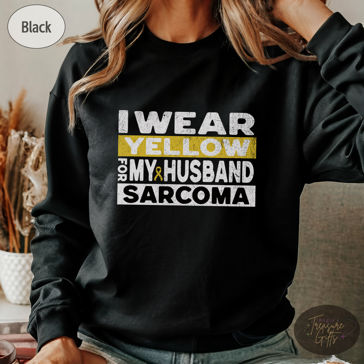 Sarcoma Cancer Awareness Shirt, I Wear Yellow for My Husband Tee, Sarcoma Cancer Awareness T-Shirt, Sarcoma Sweatshirt Support Gift