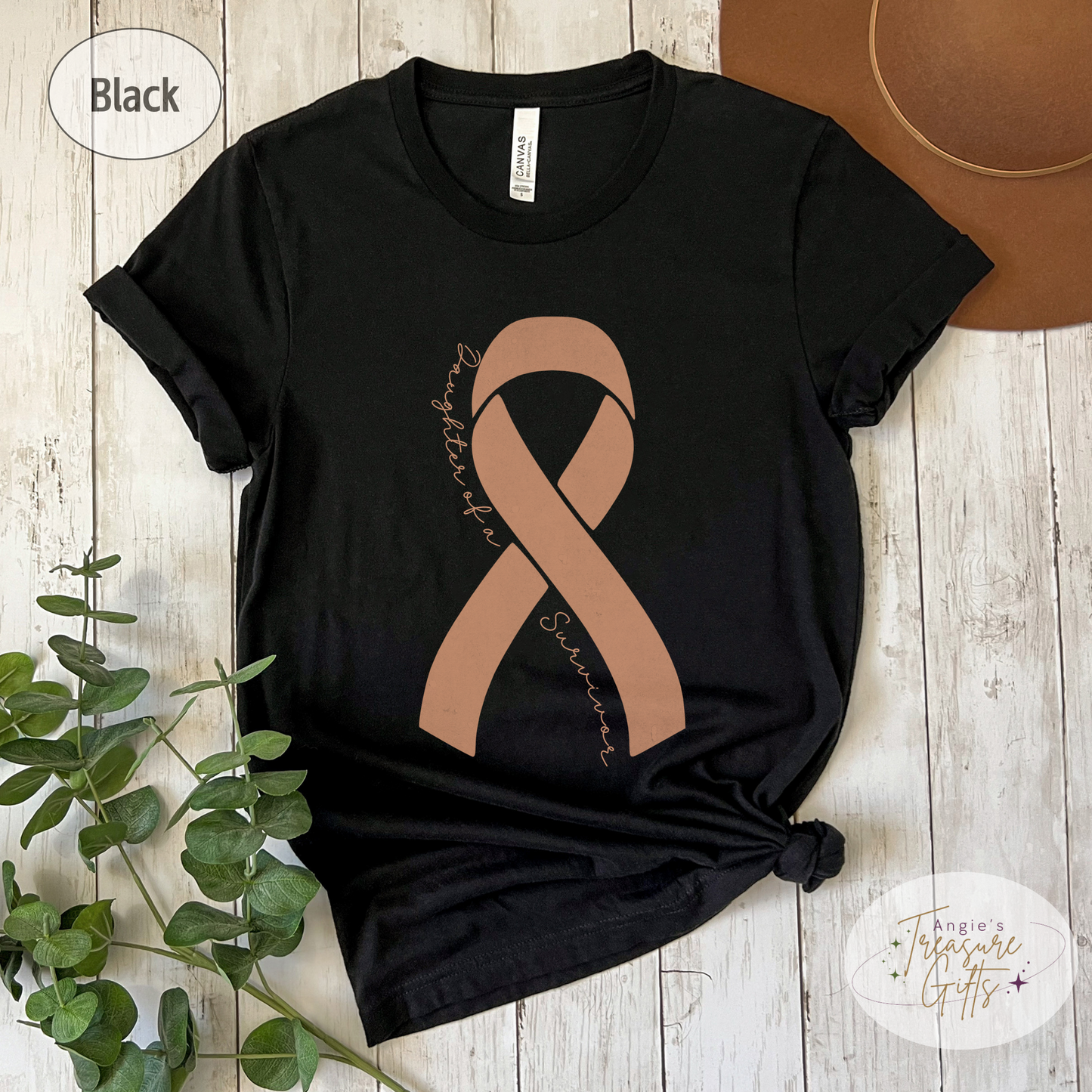 Personalized Uterine Cancer Awareness Shirt – Peach Ribbon Tee – Customizable Survivor, Warrior, Fighter Support – Bella Canvas 3001
