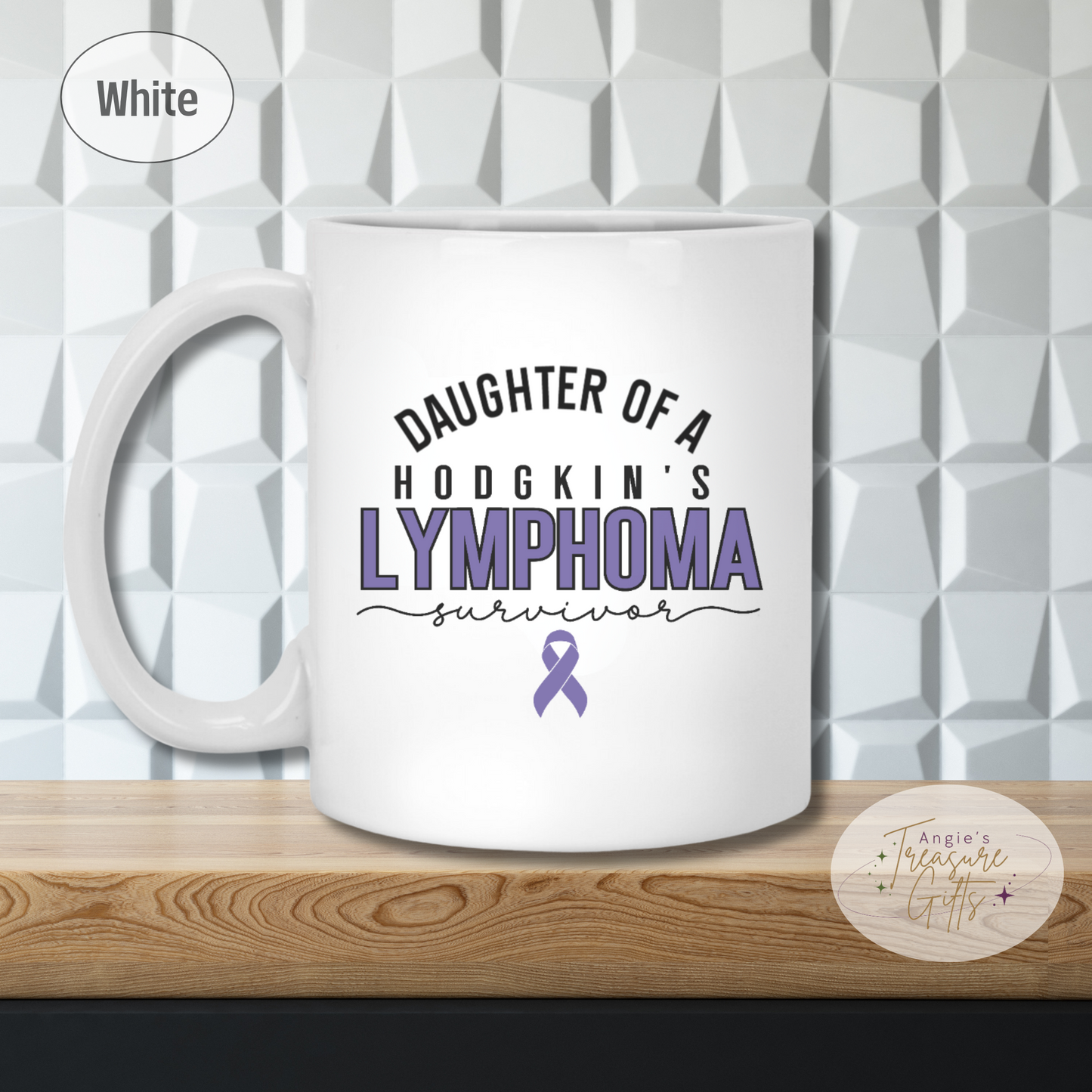 Personalized Hodgkin’s Lymphoma Awareness Mug – Support Squad Coffee Cup – Purple Ribbon