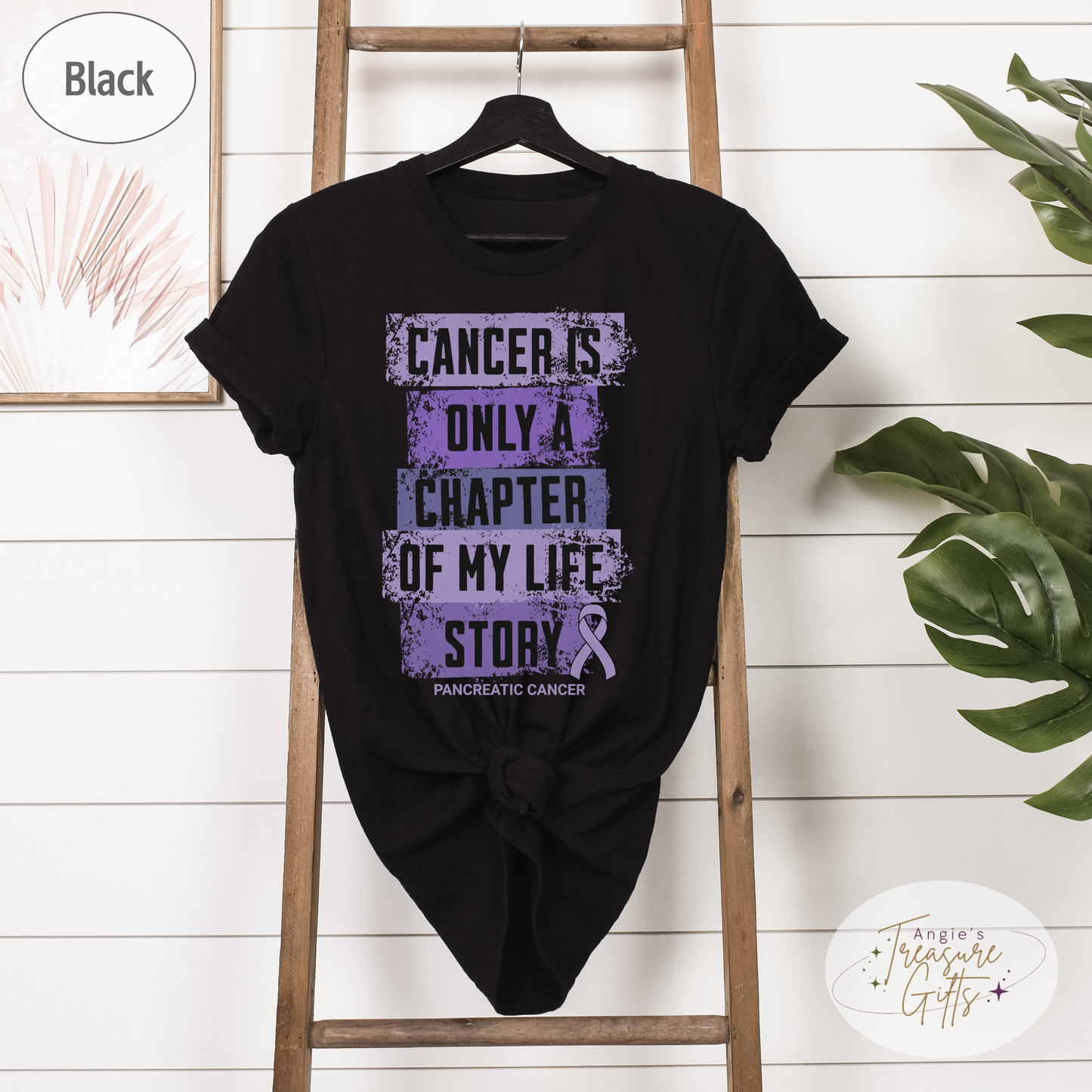 Pancreatic Cancer Awareness T-Shirt – Cancer Is Only a Chapter of My Life Story – Purple Ribbon Survivor & Support Shirt