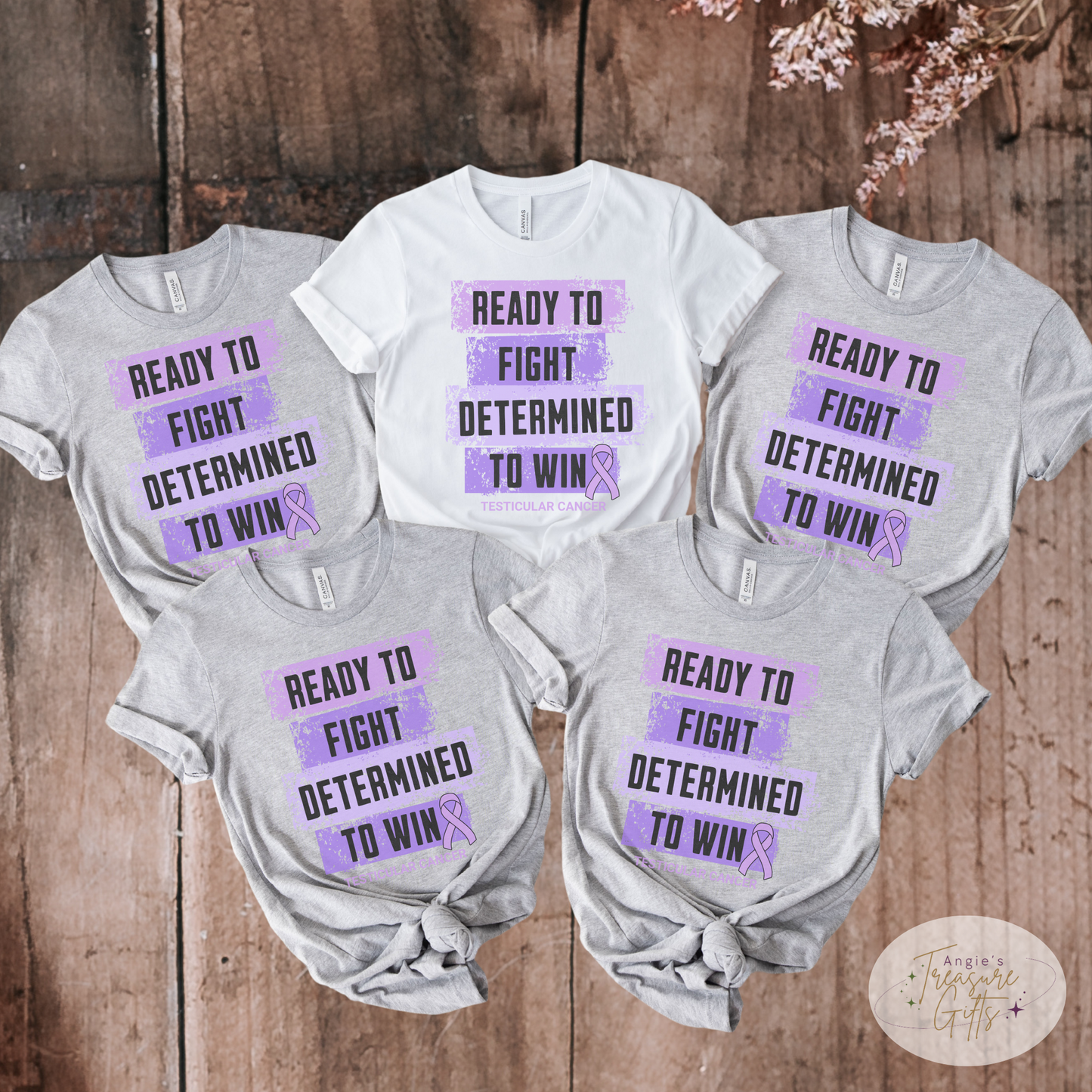 Testicular Cancer Awareness T-Shirt – Light Purple Ribbon Survivor Gift – Ready to Fight Determined to Win