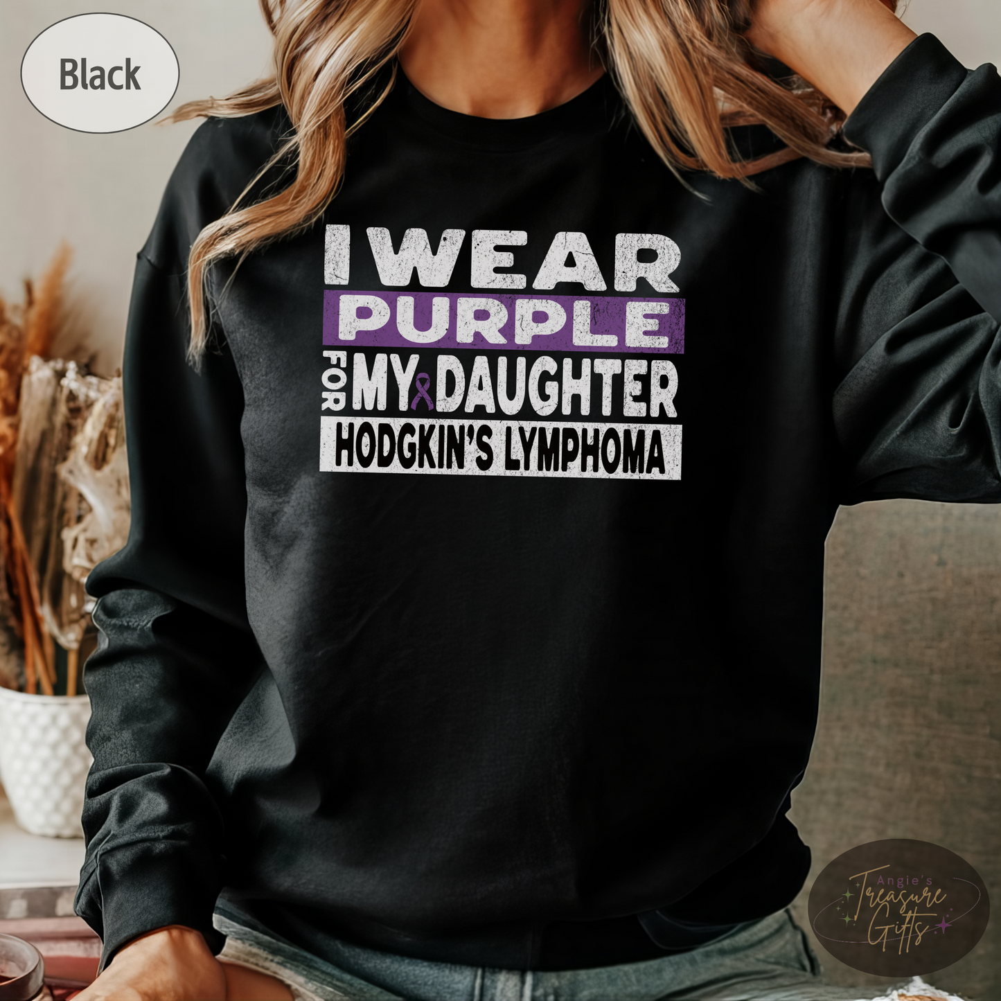 Hodgkin's Lymphoma Awareness Support Shirt for Mom or Dad, I Wear Purple For My Daughter Tshirt, Cancer Support Squad Sweatshirt
