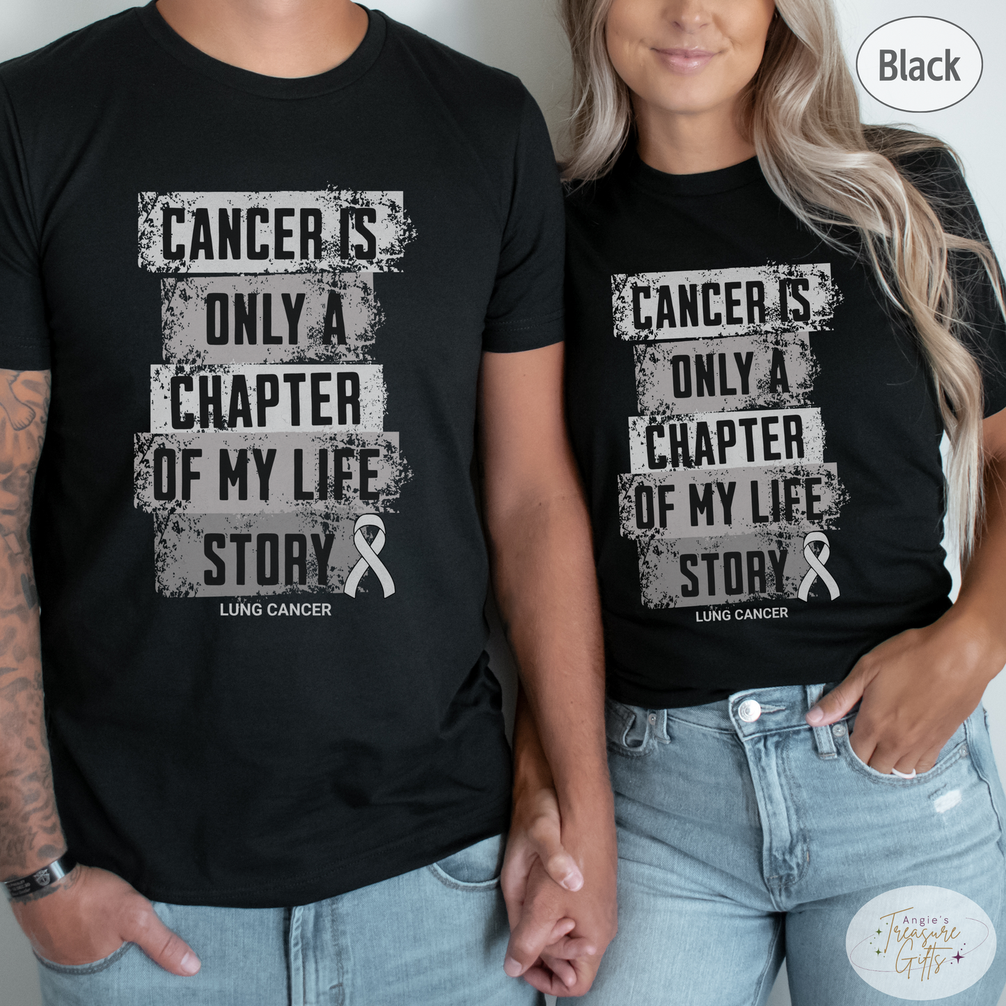 Lung Cancer Awareness T-Shirt – Cancer Is Only a Chapter of My Life Story – White Ribbon Cancer Support & Survivor Shirt