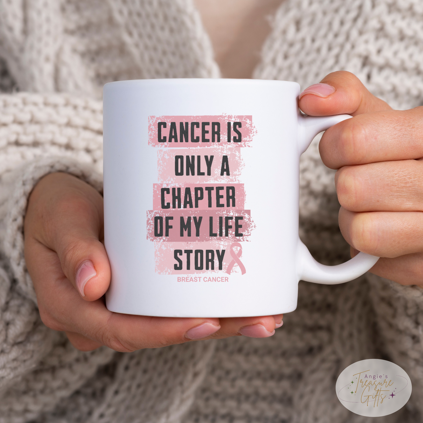 Breast Cancer Survivor Mug - Cancer Is Only a Chapter Gift – Pink Ribbon Ceramic Mug – Breast Cancer Awareness Gift for Mother's Day