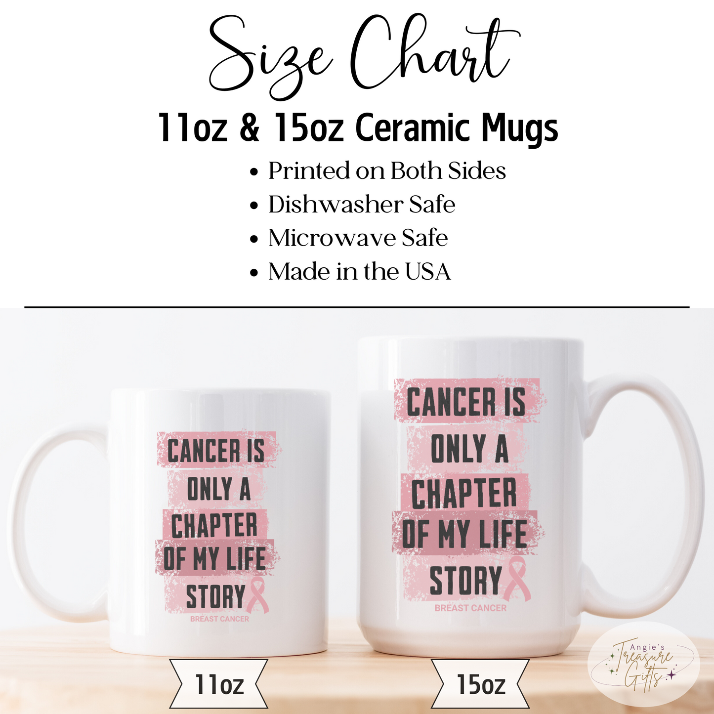 Breast Cancer Survivor Mug - Cancer Is Only a Chapter Gift – Pink Ribbon Ceramic Mug – Breast Cancer Awareness Gift for Mother's Day