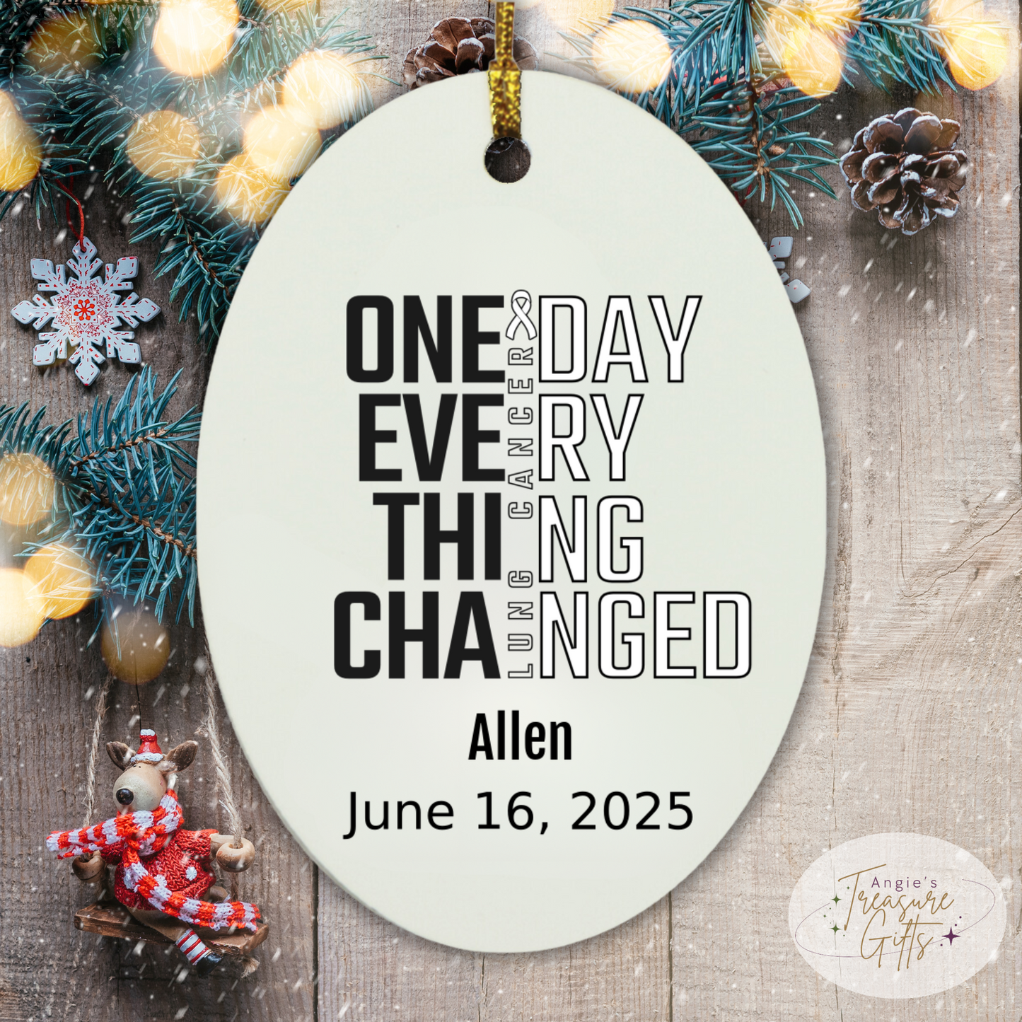 One Day Everything Changed Lung Cancer Awareness Ornament – Personalized Survivor Gift