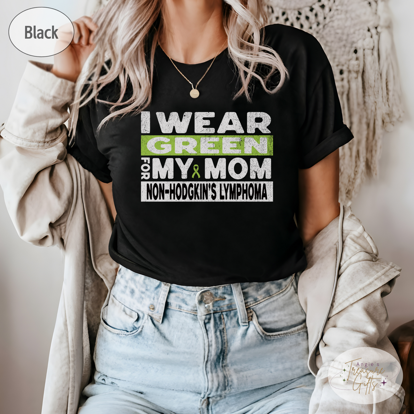 Non-Hodgkin's Lymphoma Shirt, I Wear Green for My Mom Tee, Non-Hodgkin's Lymphoma Awareness Sweatshirt, T-shirt Cancer Support Gift