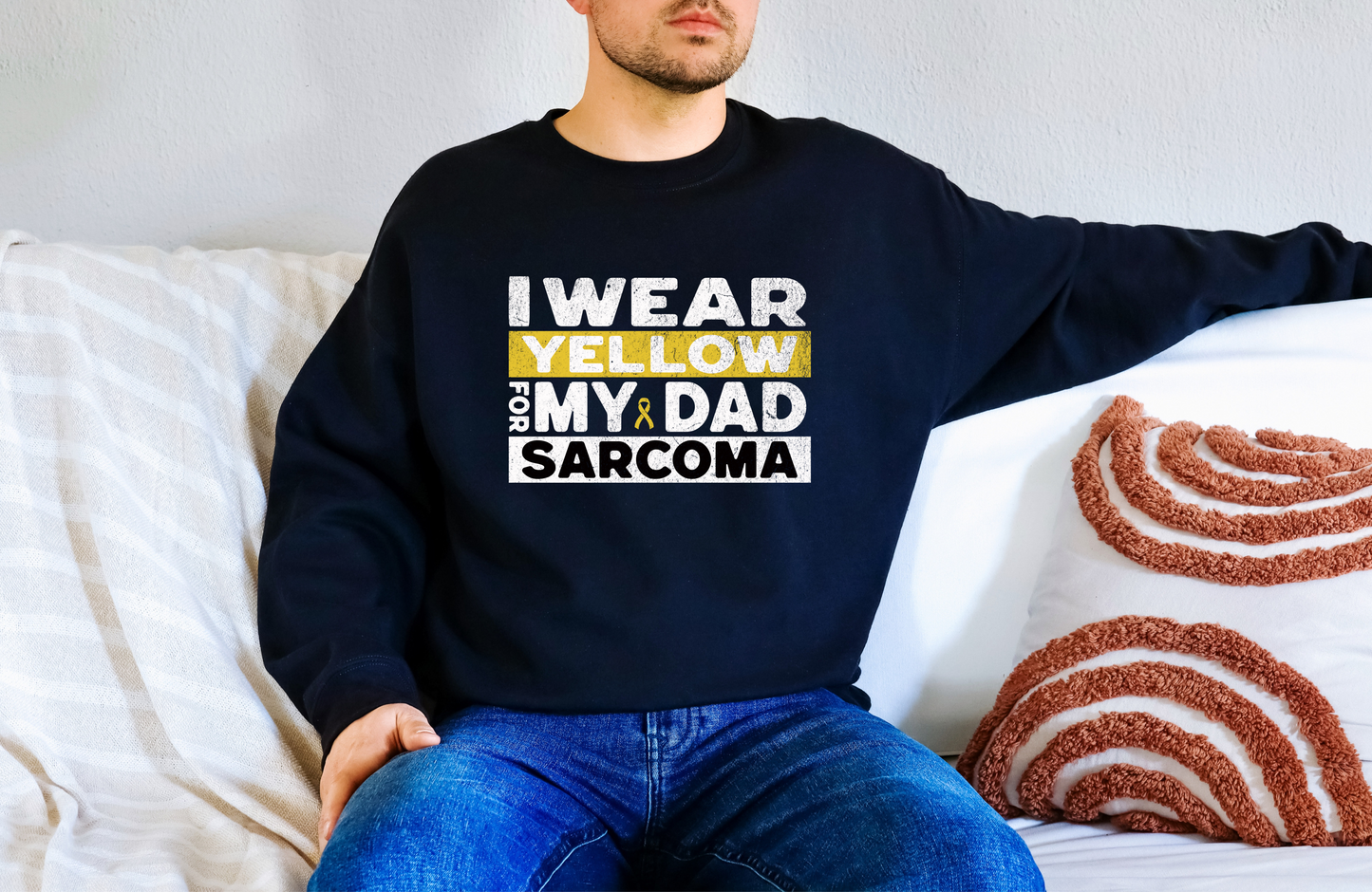 Sarcoma Awareness Shirt, I Wear Yellow for My Dad Shirt Sarcoma Cancer Awareness T-Shirt Sweatshirt Support Gift