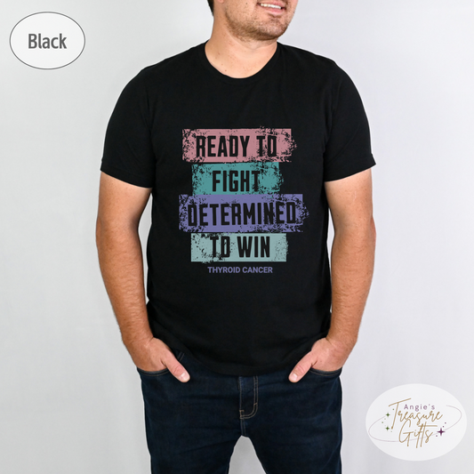 Thyroid Cancer Shirt, Thyroid Cancer Fighter Tee, Cancer Support Squad Tshirt, Pink Teal Purple Ribbon, Size Small to 4XL, Plus Size.