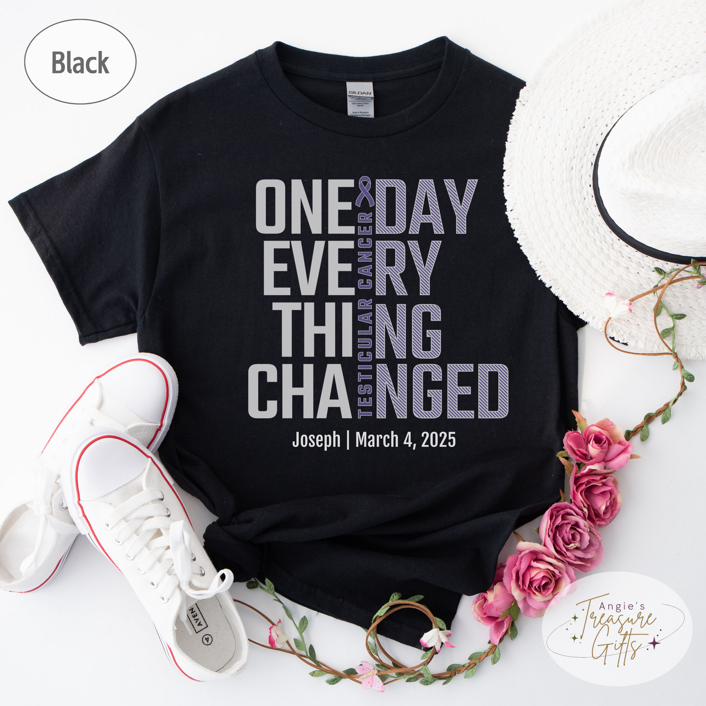 Personalized Testicular Cancer Awareness T-Shirt – One Day Everything Changed – Custom Survivor, Warrior, Memorial Gift