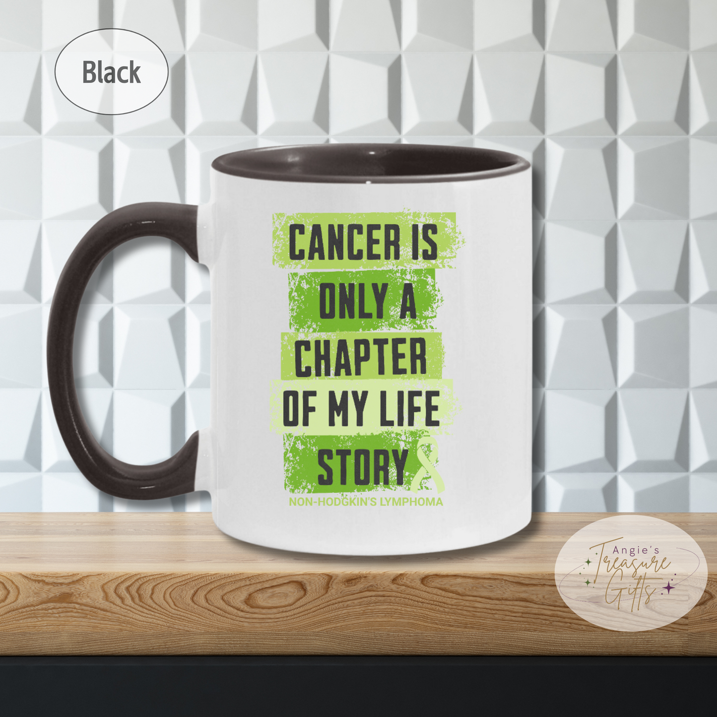 Non-Hodgkin’s Lymphoma Survivor Mug – Lime Green Ribbon Cup - "Cancer Is Only a Chapter" Gift - Mother's Day Present - Father's Day Gift