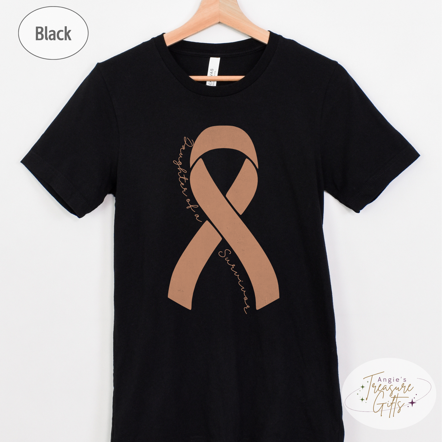 Personalized Uterine Cancer Awareness Shirt – Peach Ribbon Tee – Customizable Survivor, Warrior, Fighter Support – Bella Canvas 3001