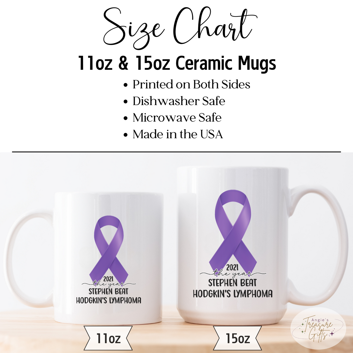 Personalized Hodgkin’s Lymphoma Survivor Mug – Purple Awareness Ribbon Coffee Cup