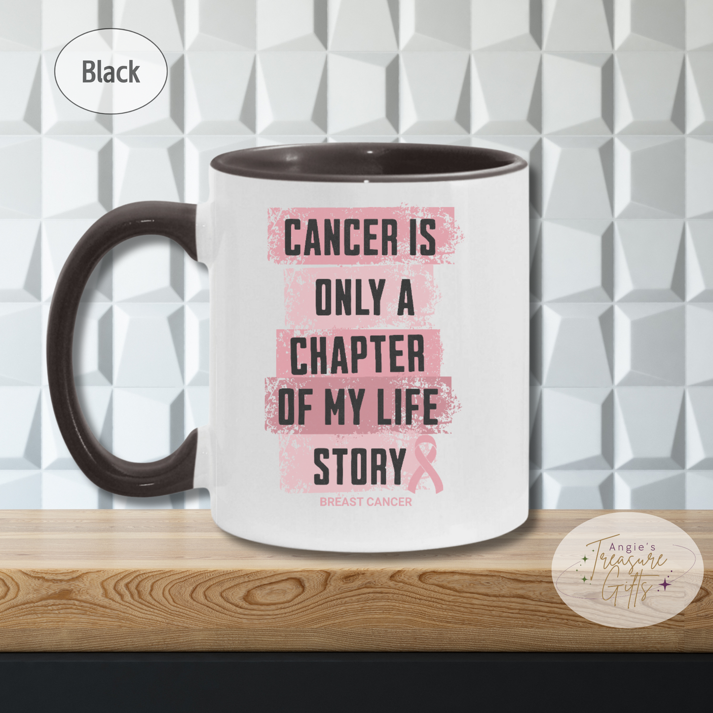 Breast Cancer Survivor Mug - Cancer Is Only a Chapter Gift – Pink Ribbon Ceramic Mug – Breast Cancer Awareness Gift for Mother's Day