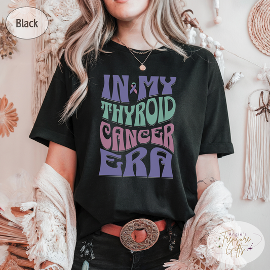 In My Thyroid Cancer Era Shirt – Teal, Pink & Blue Awareness Ribbon – Bella Canvas 3001 Unisex Tee – Cancer Support Gift