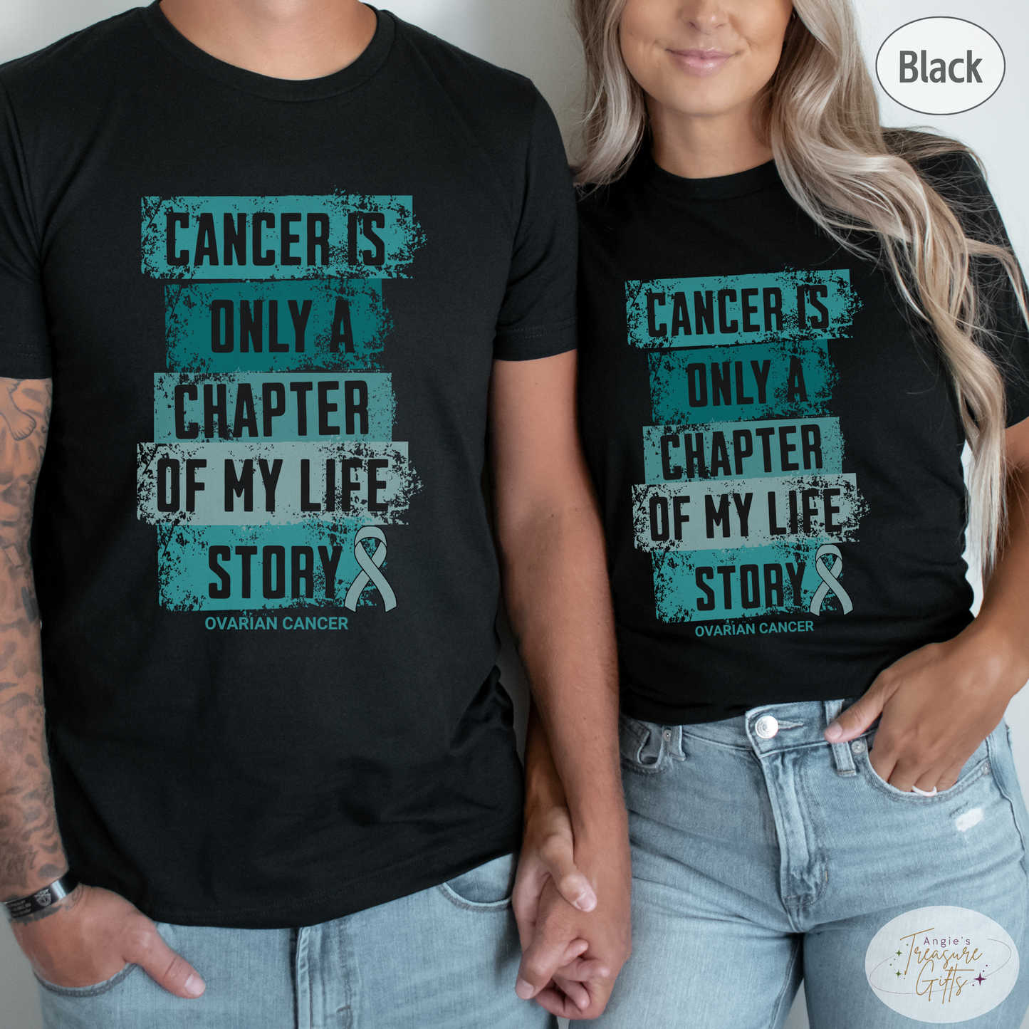 Ovarian Cancer Awareness T-Shirt – Cancer Is Only a Chapter of My Life Story – Teal Ribbon Survivor & Support Shirt