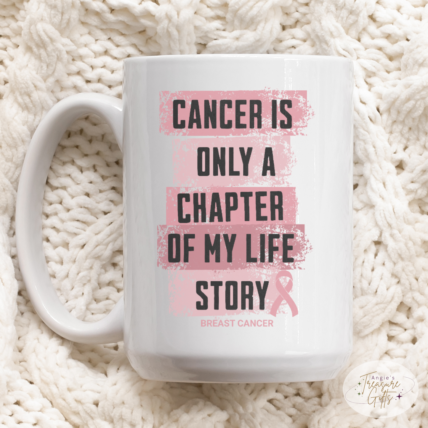 Breast Cancer Survivor Mug - Cancer Is Only a Chapter Gift – Pink Ribbon Ceramic Mug – Breast Cancer Awareness Gift for Mother's Day