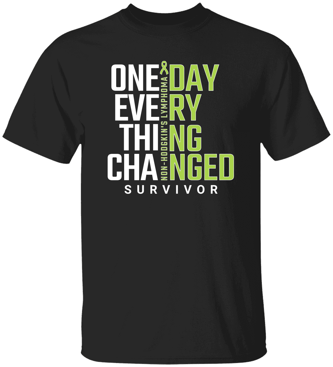 Non-Hodgkin's Lymphoma Cancer Tshirt, Cancer Survivor Shirt, Green Awareness Ribbon, T-Cell Lymphoma T-shirt, Support Squad Tee