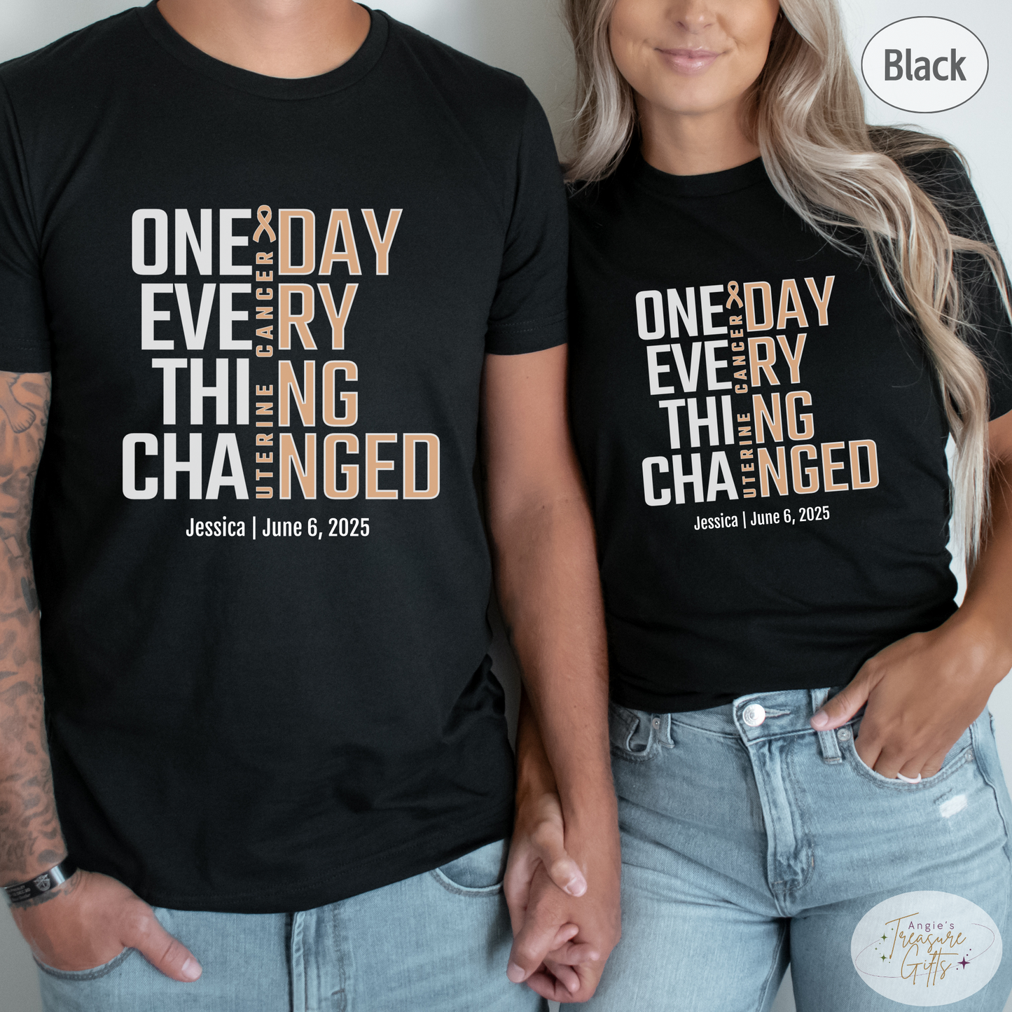 Personalized Uterine Cancer Awareness T-Shirt – One Day Everything Changed – Custom Survivor, Warrior, Memorial Gift