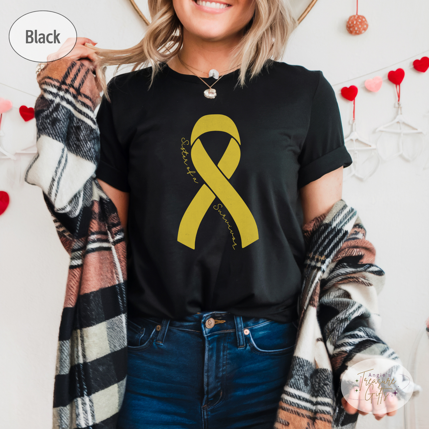 Personalized Sarcoma Cancer Awareness Shirt – Yellow Ribbon Tee – Customizable Survivor, Warrior, Fighter Support – Bella Canvas 3001
