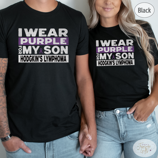 Hodgkin's Lymphoma Awareness Support Shirt for Mom or Dad, I Wear Purple For My Son Tshirt, Cancer Support Squad Sweatshirt