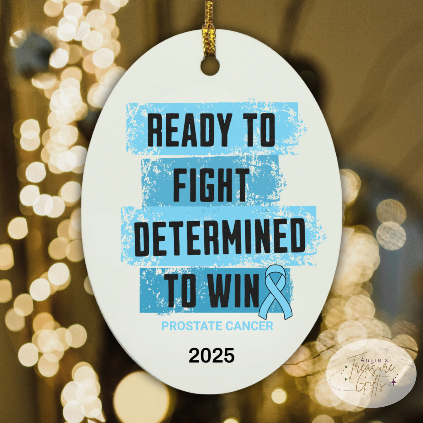 Personalized Prostate Cancer Awareness Ornaments – Light Blue Ribbon Keepsakes