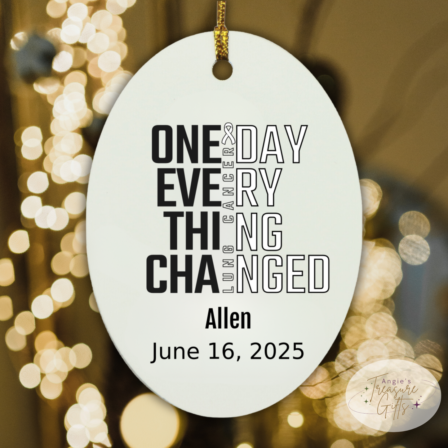 One Day Everything Changed Lung Cancer Awareness Ornament – Personalized Survivor Gift