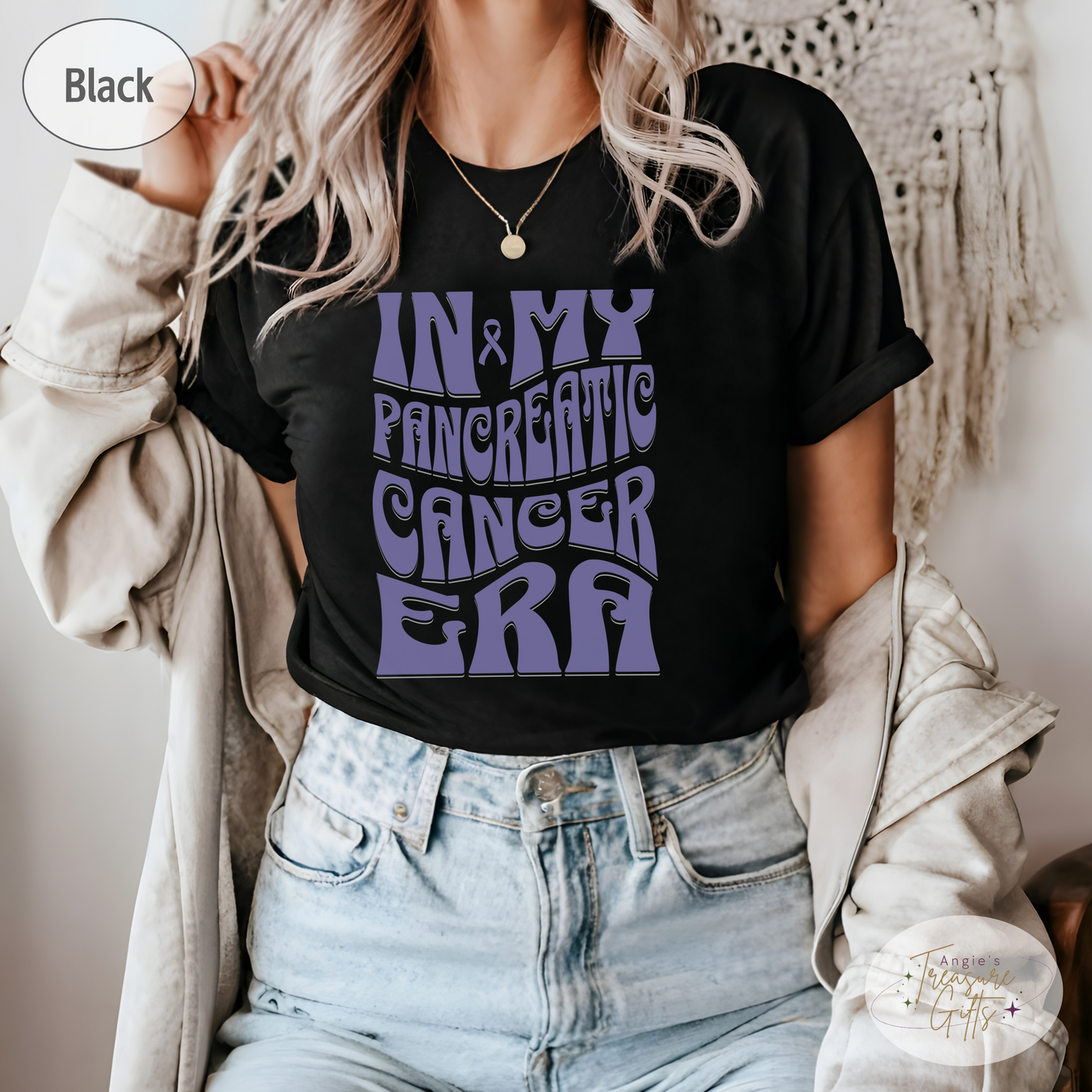 In My Pancreatic Cancer Era Shirt – Purple Awareness Ribbon – Bella Canvas 3001 Unisex Tee – Cancer Support Gift