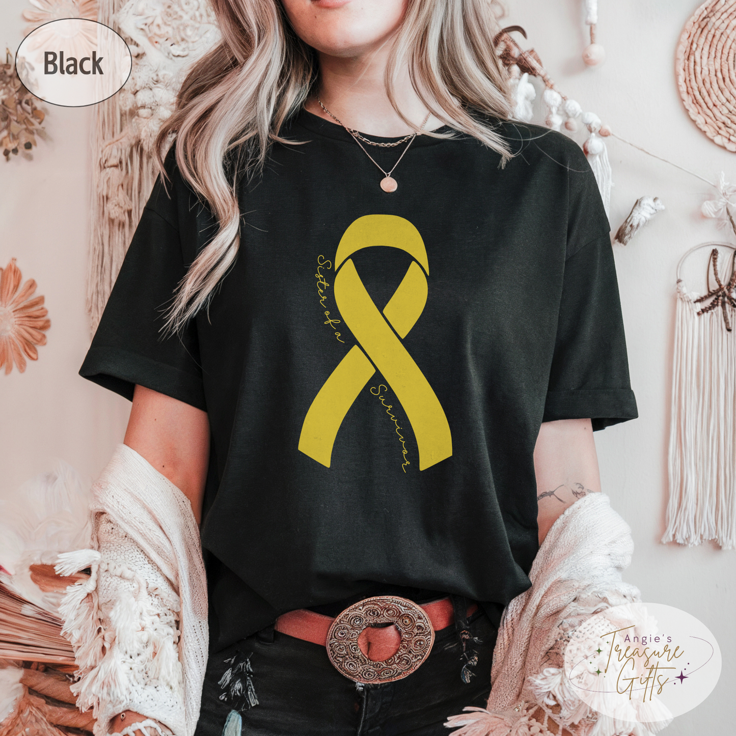 Personalized Sarcoma Cancer Awareness Shirt – Yellow Ribbon Tee – Customizable Survivor, Warrior, Fighter Support – Bella Canvas 3001