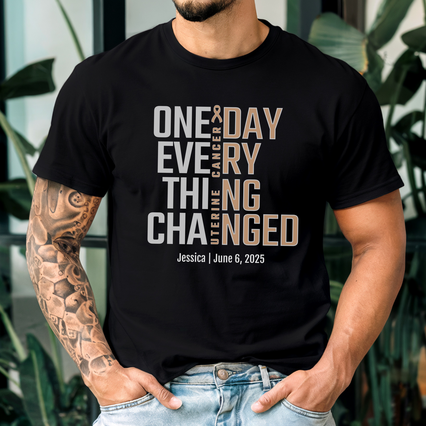 Personalized Uterine Cancer Awareness T-Shirt – One Day Everything Changed – Custom Survivor, Warrior, Memorial Gift