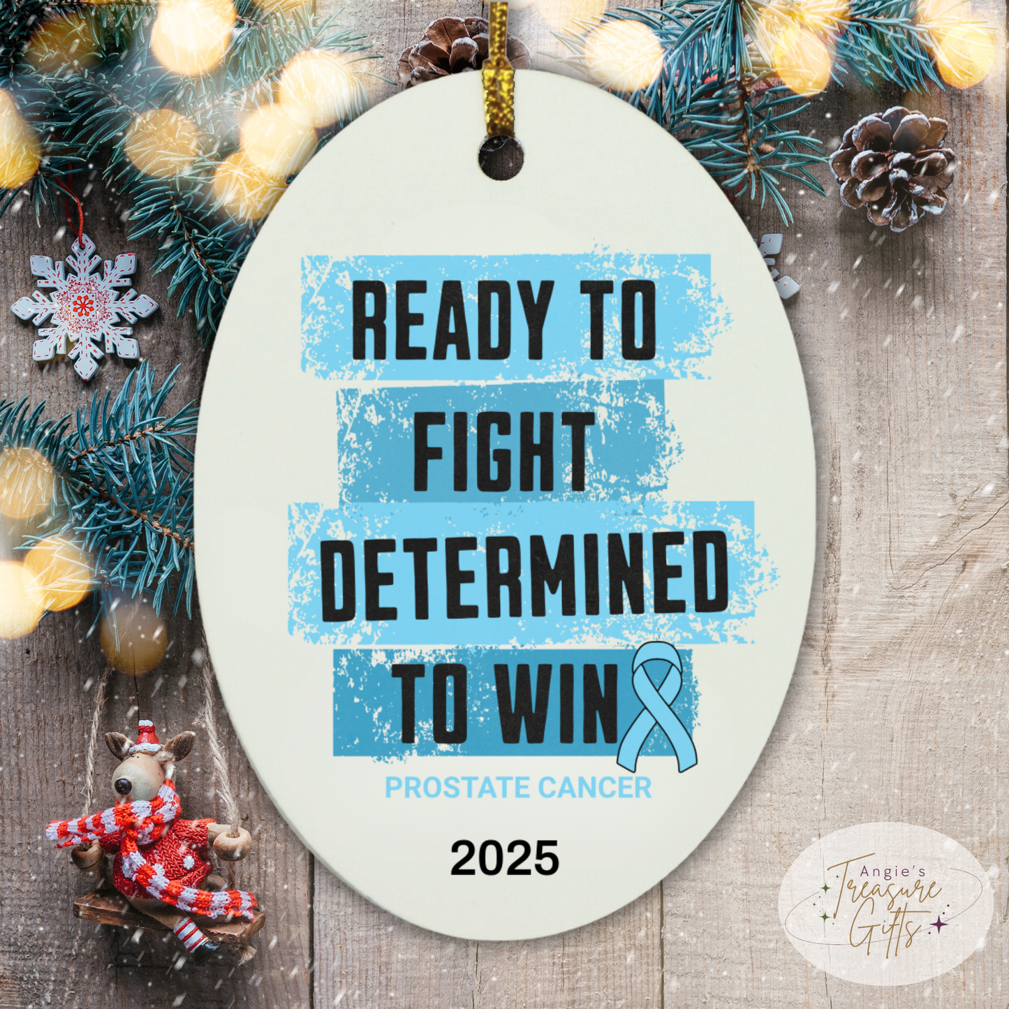 Personalized Prostate Cancer Awareness Ornaments – Light Blue Ribbon Keepsakes