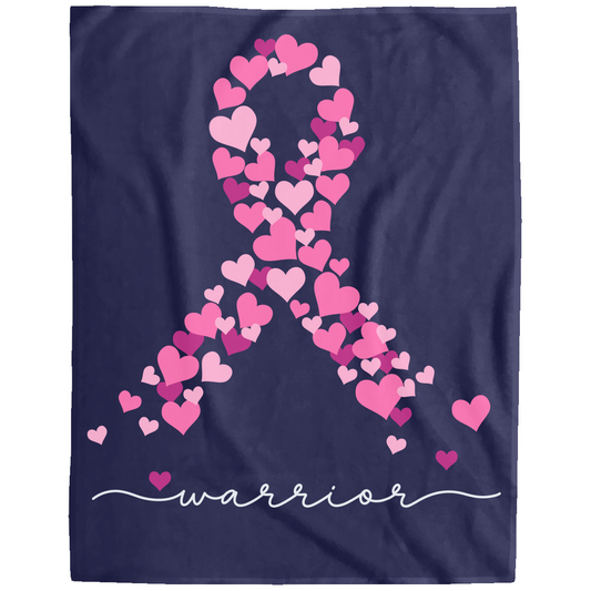 Breast Cancer Awareness Plush Fleece Blanket – Warrior, Fighter, or Survivor – 60x80