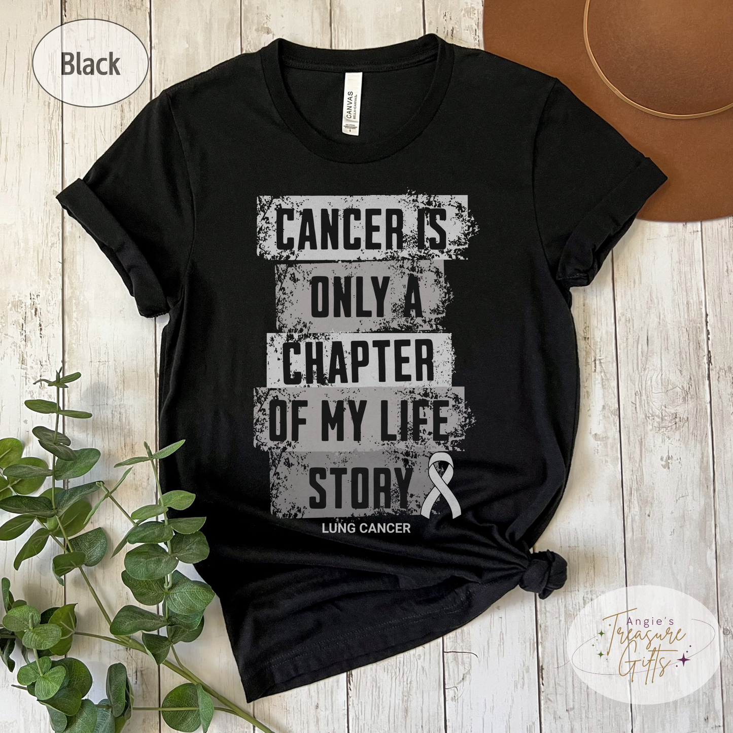Lung Cancer Awareness T-Shirt – Cancer Is Only a Chapter of My Life Story – White Ribbon Cancer Support & Survivor Shirt