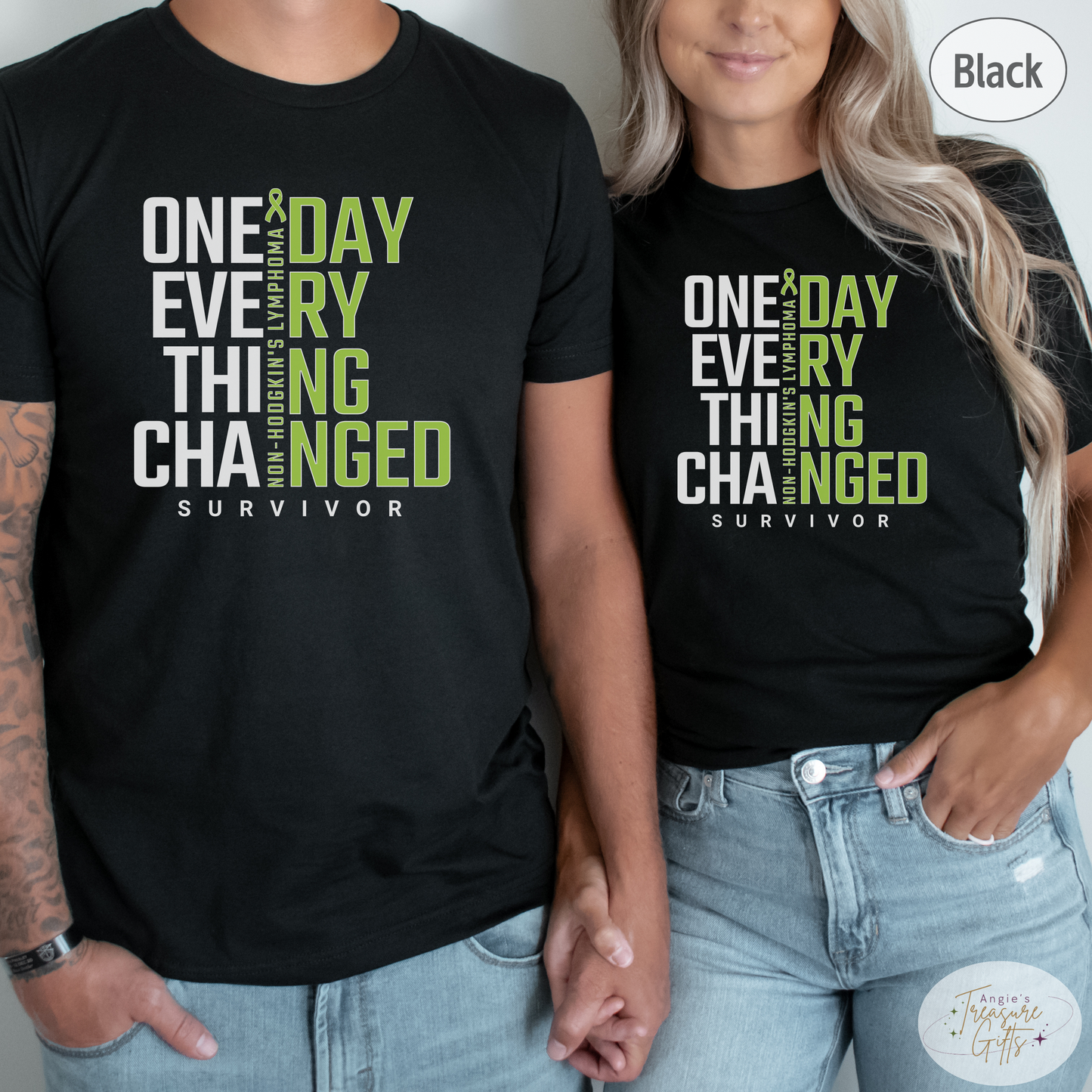 Non-Hodgkin's Lymphoma Cancer Tshirt, Cancer Survivor Shirt, Green Awareness Ribbon, T-Cell Lymphoma T-shirt, Support Squad Tee