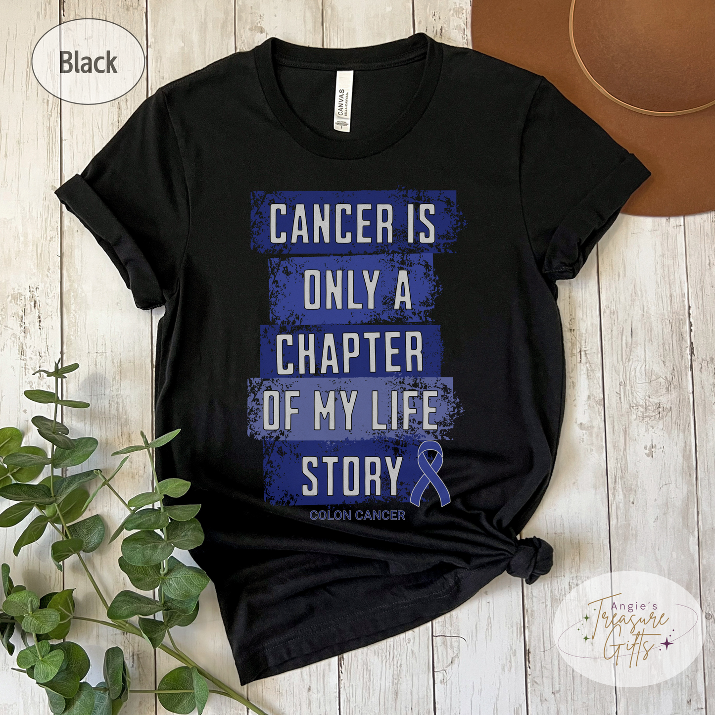 Colon Cancer Awareness T-Shirt – Cancer Is Only a Chapter of My Life Story – Dark Blue Ribbon Cancer Support & Survivor Shirt