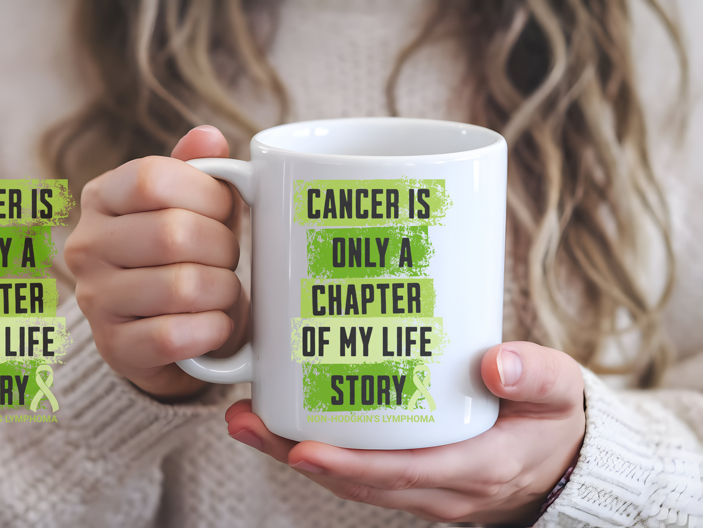 Non-Hodgkin’s Lymphoma Survivor Mug – Lime Green Ribbon Cup - "Cancer Is Only a Chapter" Gift - Mother's Day Present - Father's Day Gift