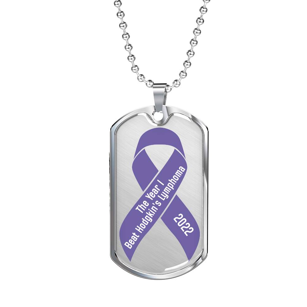 Custom Hodgkin's Lymphoma Necklace, I Beat Hodgkin's Lymphoma Gift, Cancer Survivor Personalized Dog Tag Gift, Cancer Bell Celebration