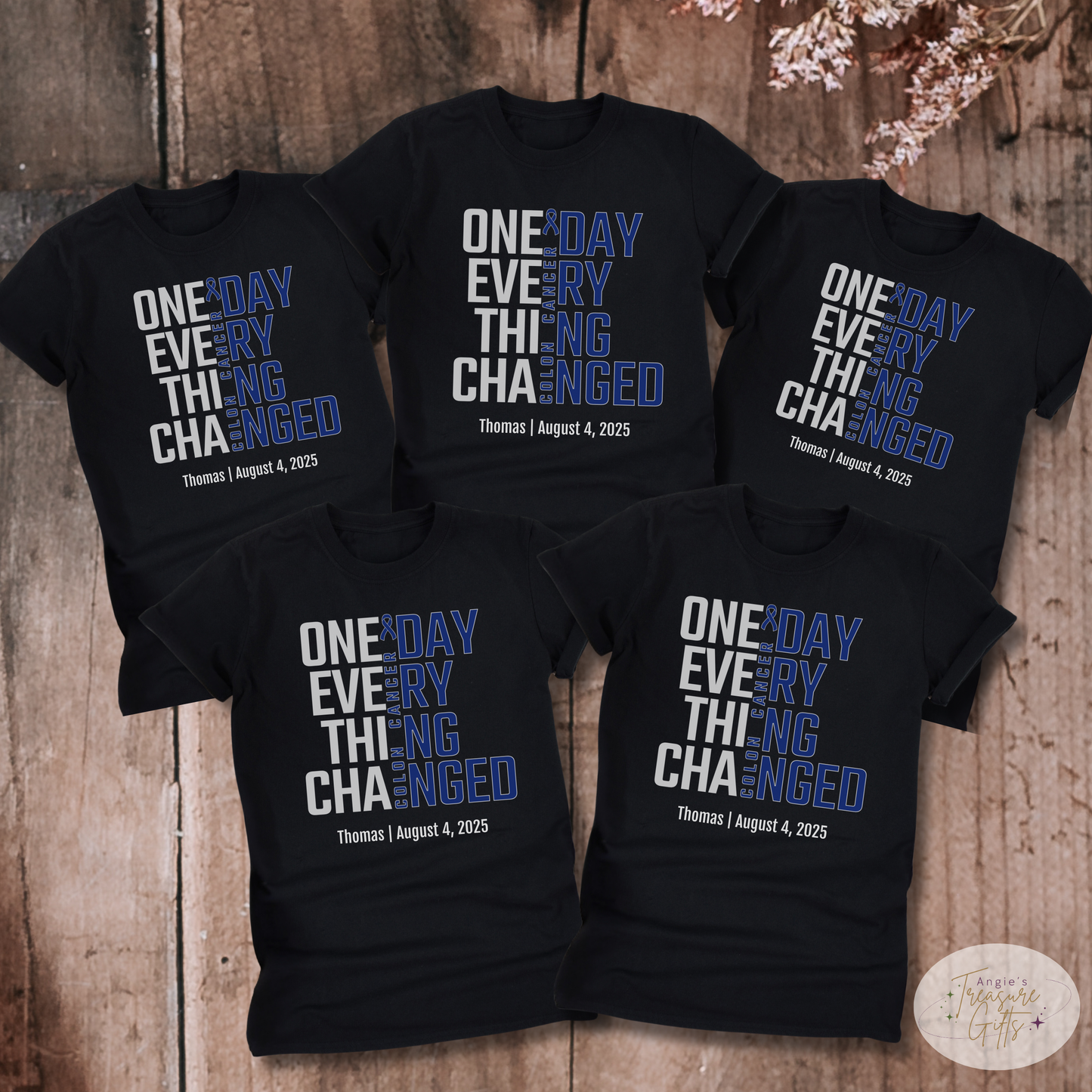 Personalized Colon Cancer Awareness T-Shirt – One Day Everything Changed – Custom Survivor, Warrior, Memorial Gift