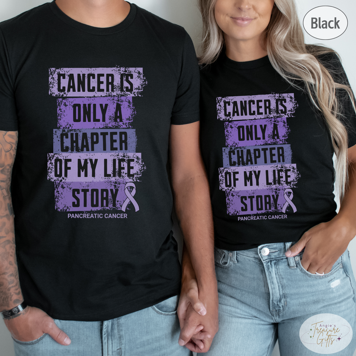 Pancreatic Cancer Awareness T-Shirt – Cancer Is Only a Chapter of My Life Story – Purple Ribbon Survivor & Support Shirt