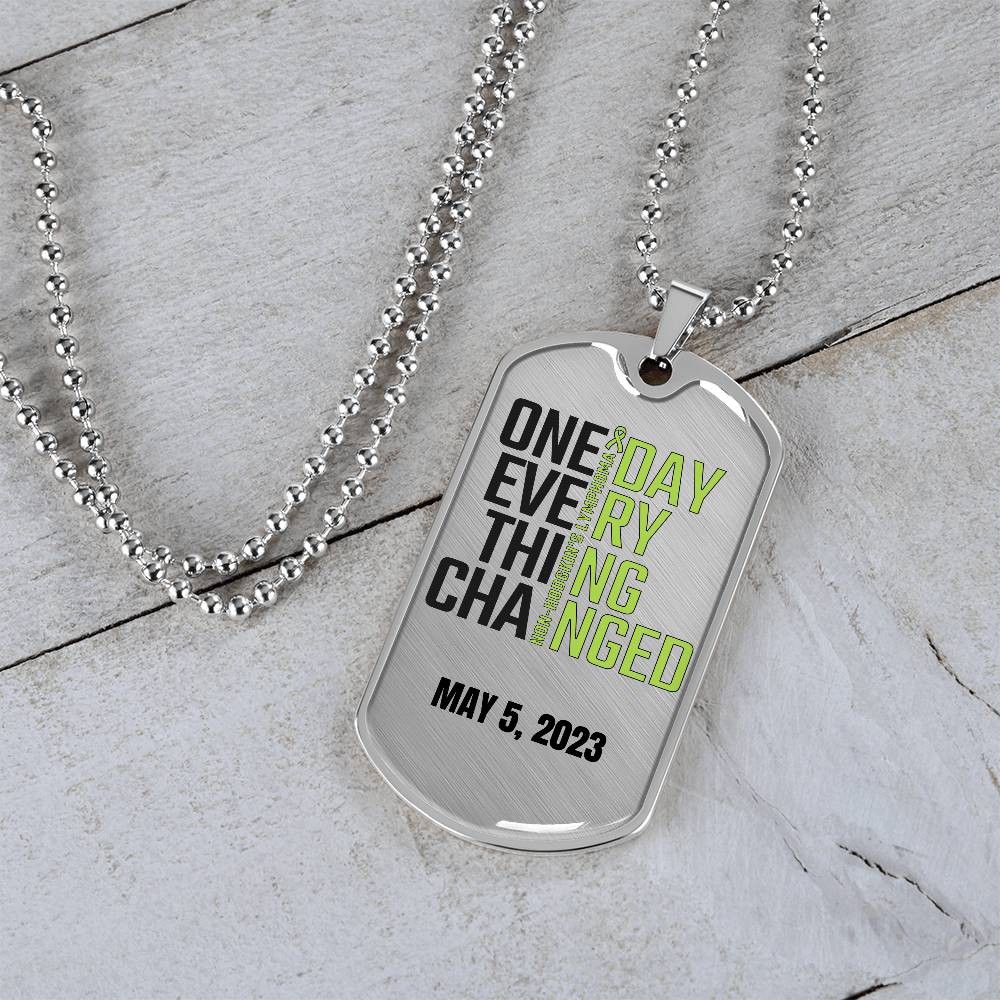 Custom Non-Hodgkin's Lymphoma Necklace, I Beat Non-Hodgkin's Lymphoma Gift, Cancer Survivor Customized Jewelry, Green Ribbon