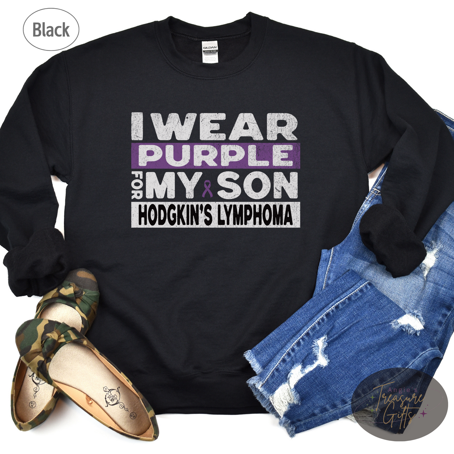 Hodgkin's Lymphoma Awareness Support Shirt for Mom or Dad, I Wear Purple For My Son Tshirt, Cancer Support Squad Sweatshirt