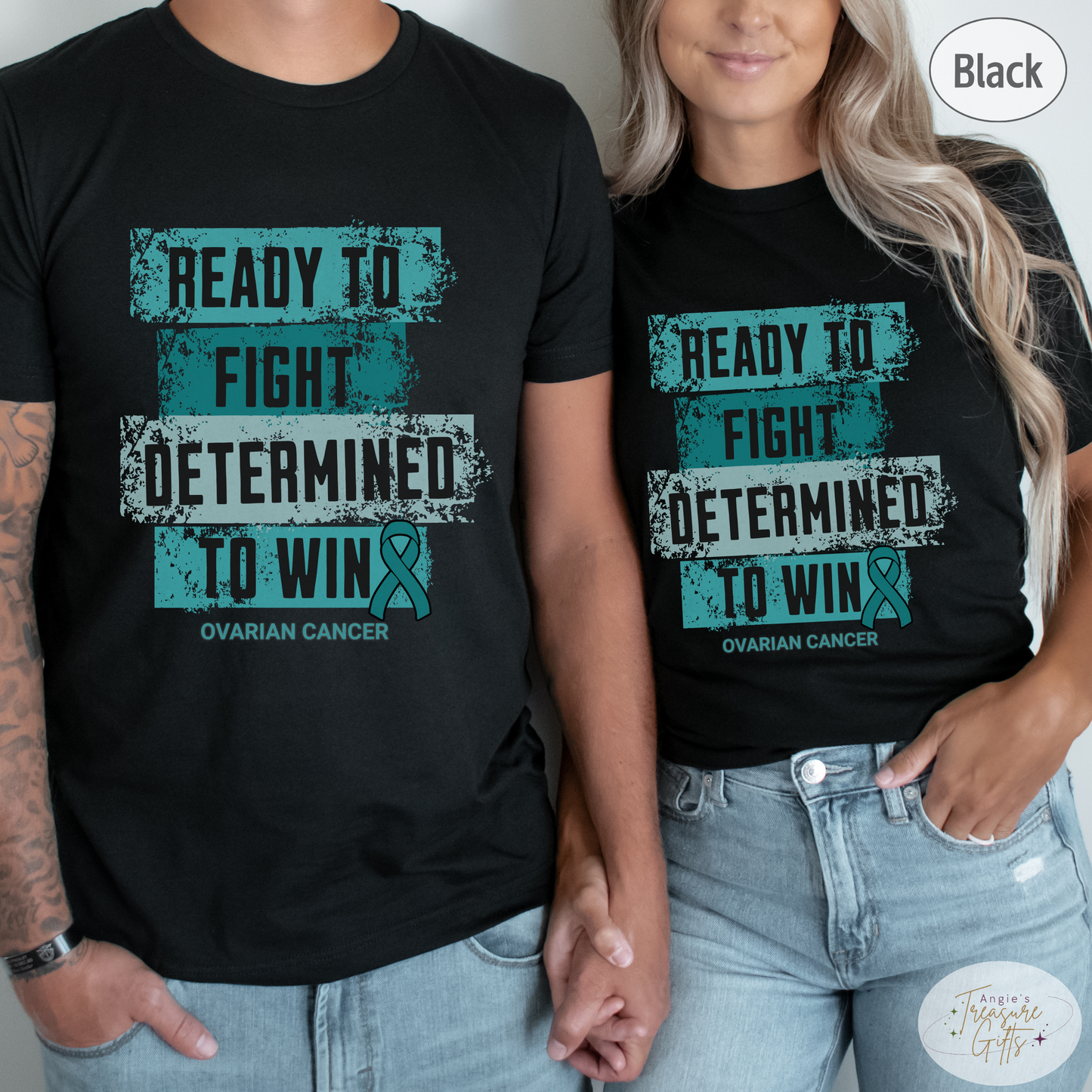 Ovarian Cancer Shirt, Cancer Patient Gift for Her, Women's Cancer Tee, Teal Ribbon T-Shirt, Size Small to 4XL, Plus Size.