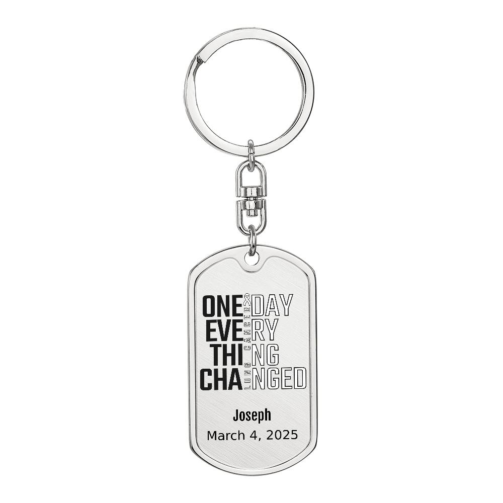 Personalized Lung Cancer Dog Tag Necklace or Keychain – One Day Everything Changed – Custom Cancer Gift and Keepsake