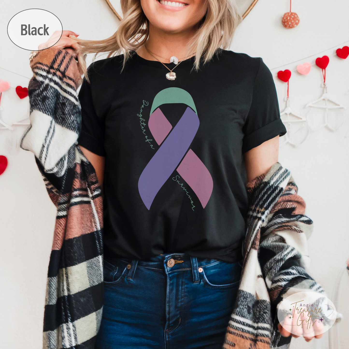 Personalized Thyroid Cancer Awareness Shirt – Teal, Pink & Purple Ribbon Tee – Customizable Survivor, Warrior, Fighter Support – Bella Canvas 3001