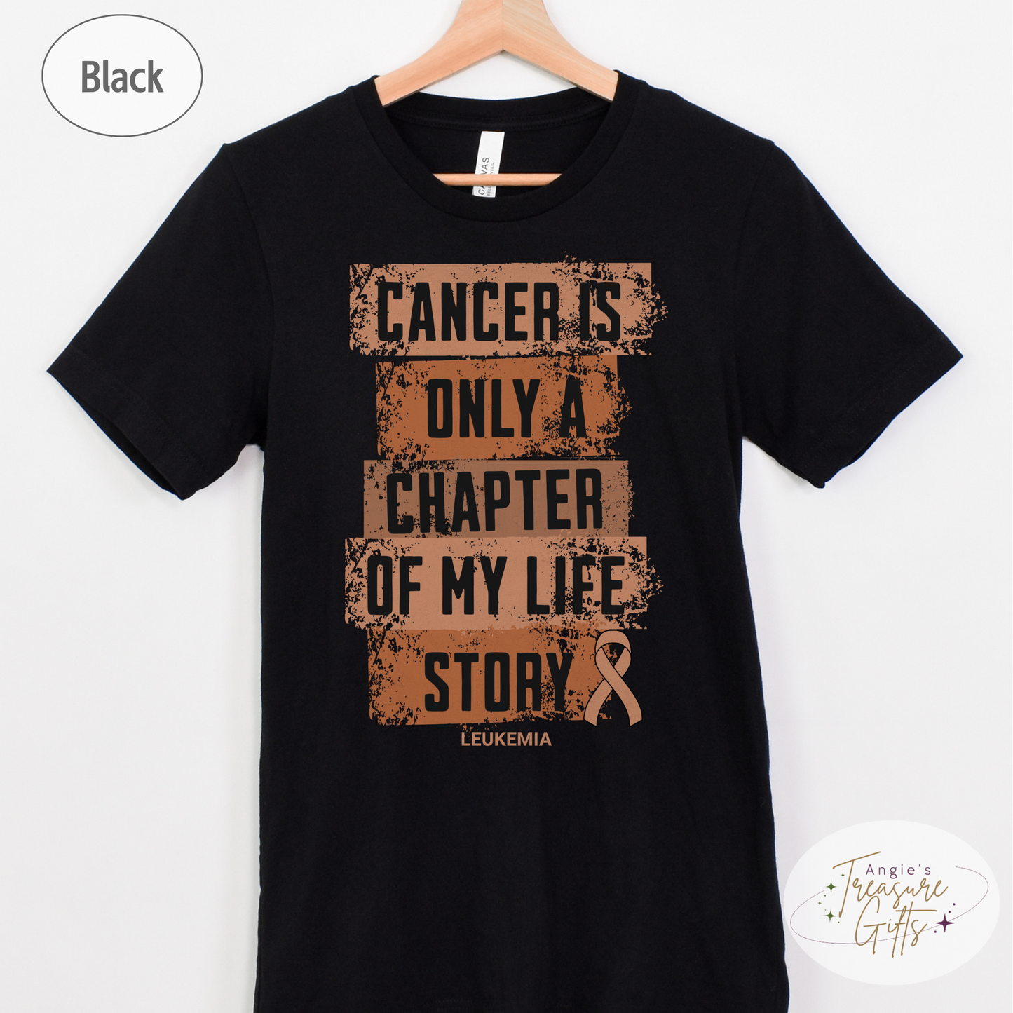 Leukemia Awareness T-Shirt – Cancer Is Only a Chapter of My Life Story – Orange Ribbon Cancer Support & Survivor Shirt