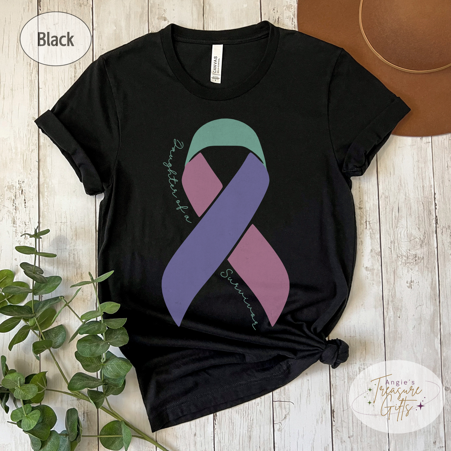 Personalized Thyroid Cancer Awareness Shirt – Teal, Pink & Purple Ribbon Tee – Customizable Survivor, Warrior, Fighter Support – Bella Canvas 3001