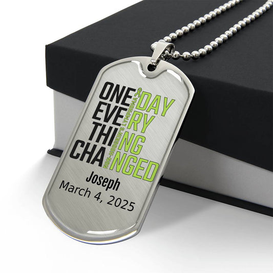 Personalized Non-Hodgkin’s Lymphoma Dog Tag Necklace or Keychain – One Day Everything Changed – Custom Cancer Gift & Keepsake