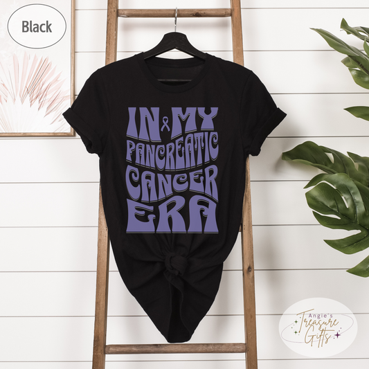 In My Pancreatic Cancer Era Shirt – Purple Awareness Ribbon – Bella Canvas 3001 Unisex Tee – Cancer Support Gift